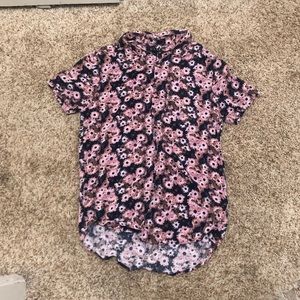 floral pink/purple mens button-down collared shirt